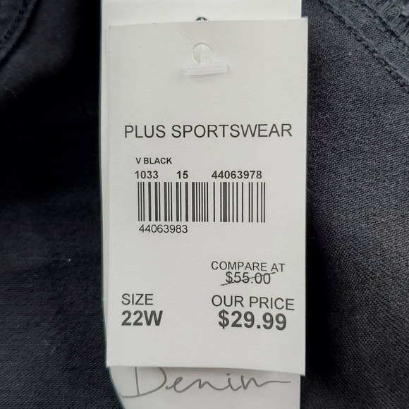 CC - Cato Skinny Jeans Womens 22W Solid Black Buttonfly Fold Over Stretch NWT - Picture 9 of 11